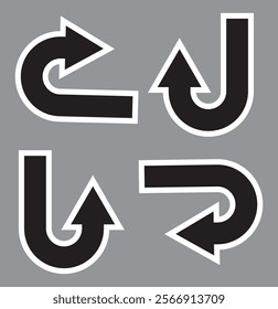 U-Turn Right and Left Traffic Road Icon, vector illustration . 9