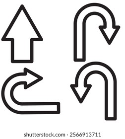 U-Turn Right and Left Traffic Road Icon, vector illustration . 9