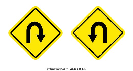 U-turn right and left traffic road sign icon vector design, U turn arrow symbol icon set, design for website, app, UI, UX. U Turn icon, sign, road sign. right and left sign. Design eps 10. 