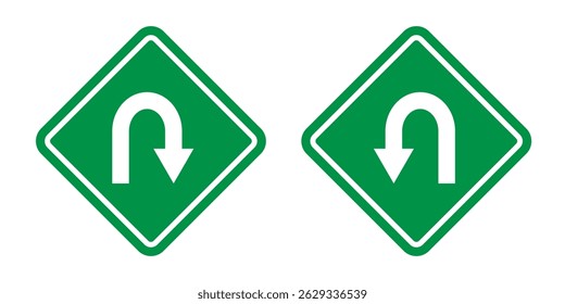 U-turn right and left traffic road sign icon vector design, U turn arrow symbol icon set, design for website, app, UI, UX. U Turn icon, sign, road sign. right and left sign. Design eps 10. 