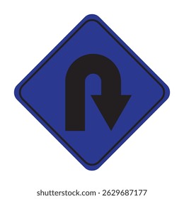 U-Turn Right Traffic Road Sign, Vector Illustration, Isolate On White Background Label. U-Turn Right Road sign.