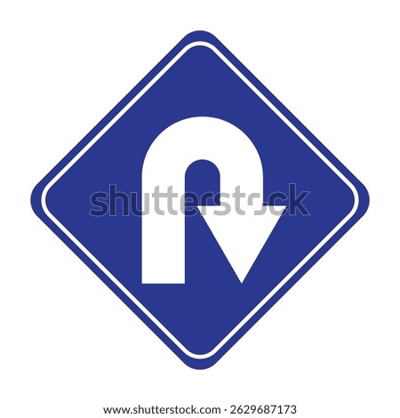 U-Turn Right Traffic Road Sign, Vector Illustration, Isolate On White Background Label. U-Turn Right Road sign.