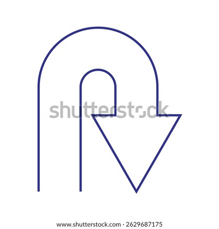 U-Turn Right Traffic Road Sign, Vector Illustration, Isolate On White Background Label. U-Turn Right Road sign.
