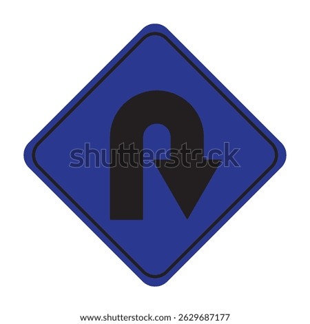 U-Turn Right Traffic Road Sign, Vector Illustration, Isolate On White Background Label. U-Turn Right Road sign.