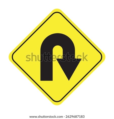 U-Turn Right Traffic Road Sign, Vector Illustration, Isolate On White Background Label. U-Turn Right Road sign.