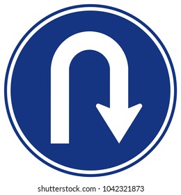 U-Turn Right Traffic Road Sign,Vector Illustration, Isolate On White Background Label. EPS10