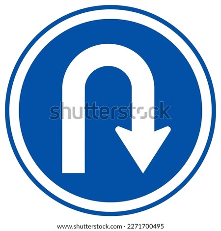 U-Turn Right Traffic Road Sign,Vector Illustration, Isolate On White Background Label. EPS10