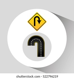 u-turn road sign concept graphic vector illustration eps 10