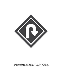 U-Turn road sign icon vector, filled flat sign, solid pictogram isolated on white. Symbol, logo illustration.
