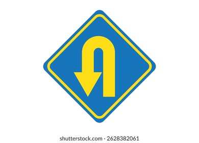 U-turn symbol and traffic sign vector illustration