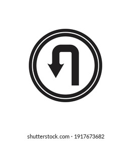 U-turn traffic sign icon design isolated on white background.