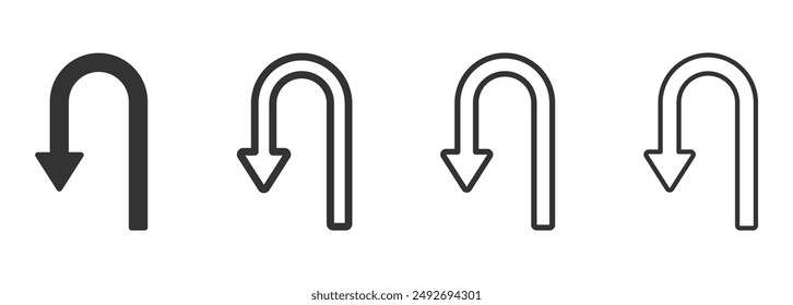 U-Turn vector icon designs set