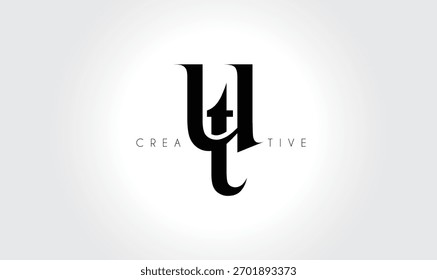 Logotipo elegante del monograma del serif de UTut – Letra tipográfica minúscula de lujo para la marca moderna