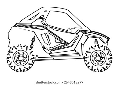 UTV Buggy Line Illustration Art Vector