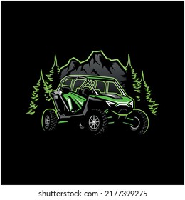 UTV buggy vehicle illustration logo vector in black background