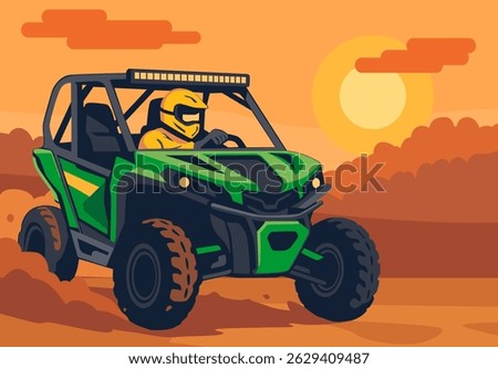 utv flat color style illustration design vector art
