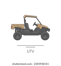 UTV icon. Outline colorful icon of UTV on white. Vector illustration