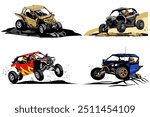 UTV offroading social club logo design vector set