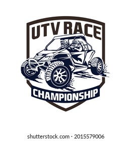 UTV race extreme sport adventure, perfect for emblem, badge, and tshirt design and race event logo