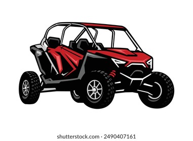 UTV vector illustration, sticker, with white background