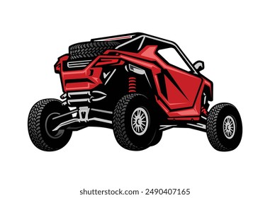 UTV vector illustration, sticker, with white background