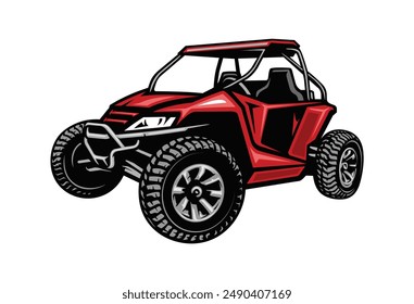 UTV vector illustration, sticker, with white background