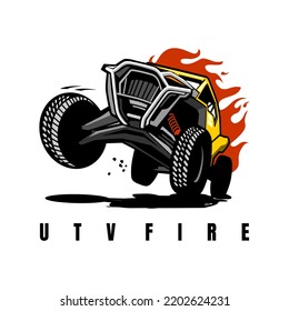 utv vehicle flame illustration logo design vector	