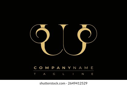 UU Abstract Creative Jewelry Logo. Um logotipo elegante com iniciais de monograma dourado em uma tipografia elegante e moderna, perfeito para a marca