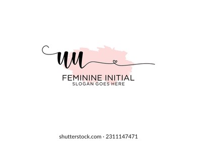 UU beauty monogram and elegant logo design handwriting logo of initial signature, wedding, fashion, floral and botanical with creative template.