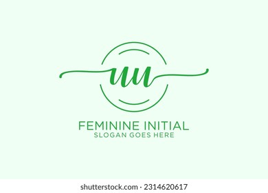 UU beauty monogram and elegant logo design handwriting logo of initial signature, wedding, fashion, floral and botanical with creative template.