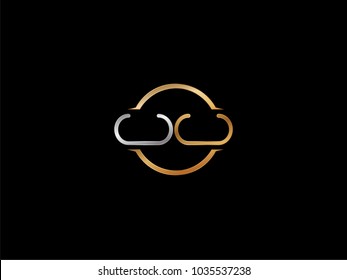 UU circle Shape Letter logo Design in silver gold color
