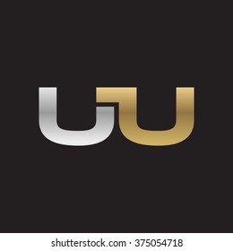 UU company linked letter logo golden silver black background