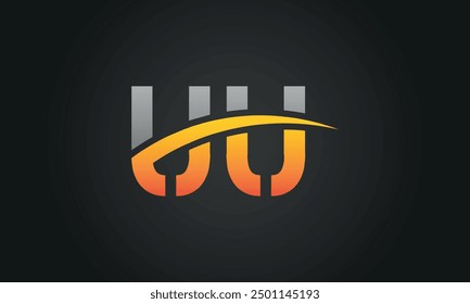 UU creative and modern letter logo design. UU logo design vector in black background.