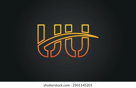 UU creative and modern letter logo design. UU logo design vector in black background.