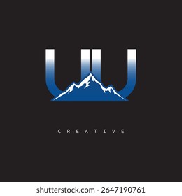 UU Creative Mountain Logo Negrito Gradiente Letra marca Branding Design para marcas de negócios ao ar livre