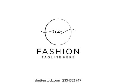 UU Feminine logo beauty monogram and elegant logo design, handwriting logo of initial signature, wedding, fashion, floral and botanical with creative template.