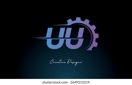 UU Gear Fusion Logo - Industrial Tech-Inspired Letter mark Futuristic Industrial Letter Mark Design para marcas de tecnologia e engenharia.