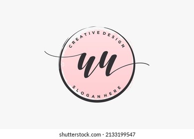 UU handwriting logo with circle template vector signature, wedding, fashion, floral and botanical with creative template.