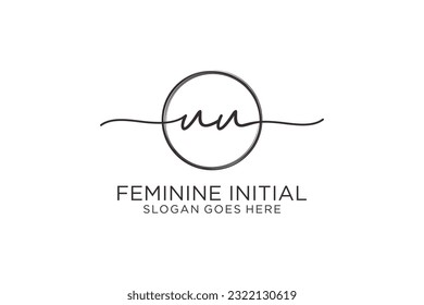 UU handwriting logo with circle template vector logo of initial signature, wedding, fashion, floral and botanical with creative template.