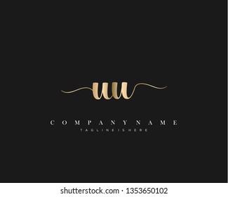 UU initial handwriting logo template vector