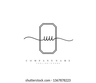 UU initial handwriting logo template vector