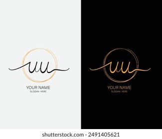 UU initial handwriting vector logo design template