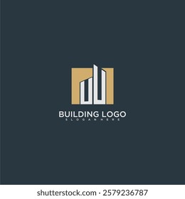 UU initial letter building logo for real estate with square design