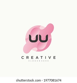 UU Initial Letter logo icon design template elements with wave colorful art.