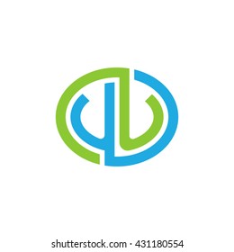 UU initial letters looping linked ellipse logo blue green