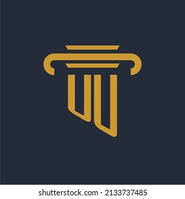 UU initial logo monogram with pillar icon design vector image