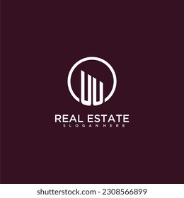 UU initial monogram building logo for real estate with creative circle style design