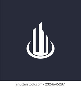 UU initial monogram building logo for real estate with creative circle style design