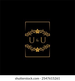 UU initial monogram decoration for wedding logo with creative square line