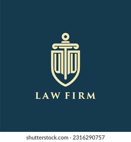 UU initial monogram for law firm with sword and shield logo image